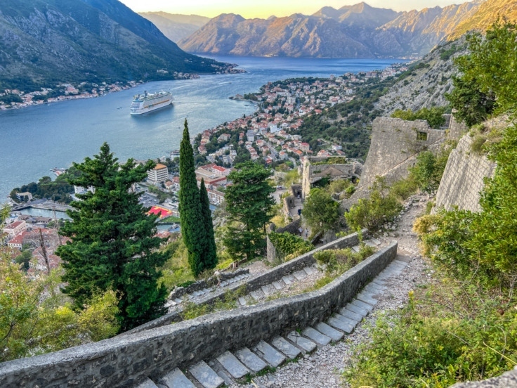 View from the way down to the town of Kotor and the Bay of Kotor, Montenegro