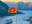 Flag of Montenegro and View from the Kotor Fortress to the Bay of Kotor, Montenegro